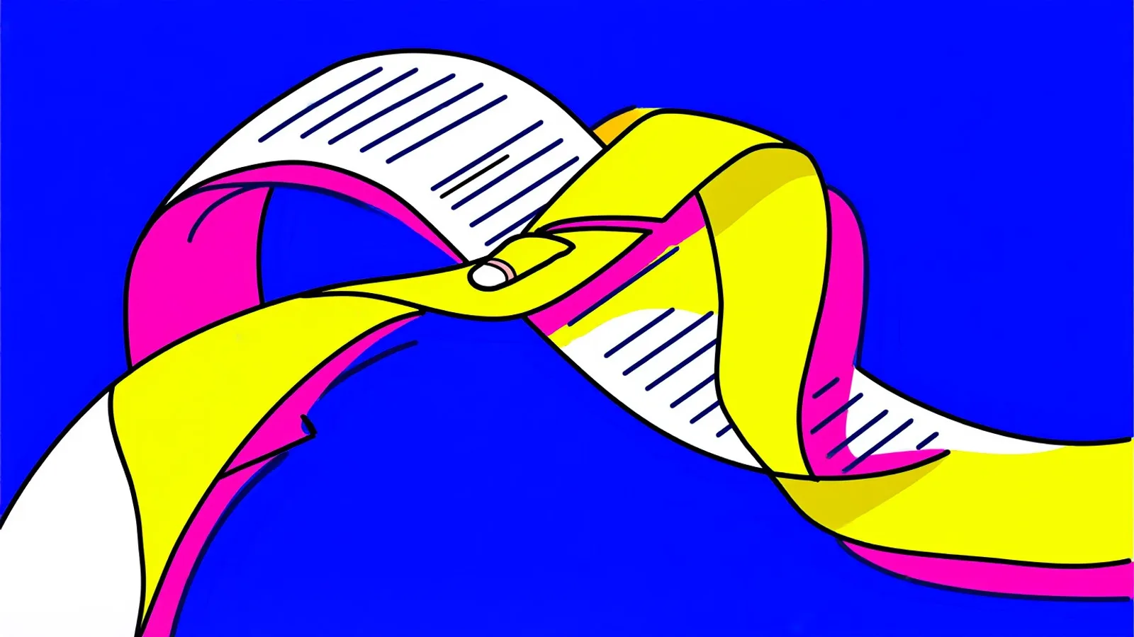 A long paper contract fills the frame with a fingertip resting on one marked clause.