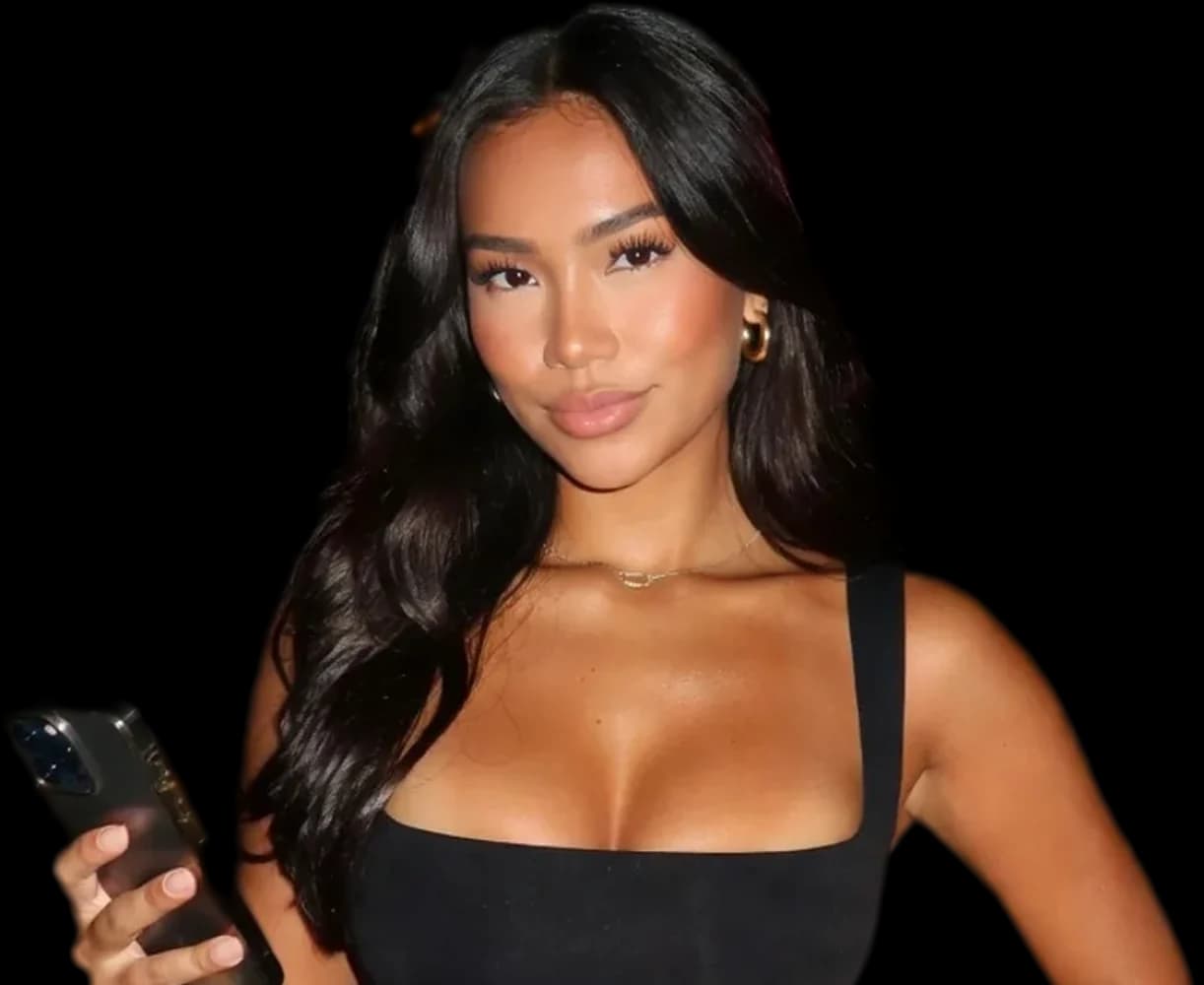 Maya, a fictional AI companion on Jizzy, holding her phone